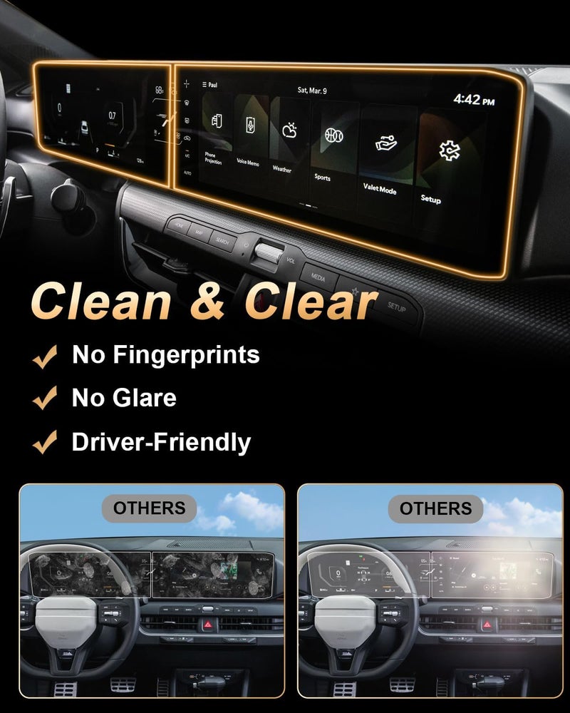 EcoZen 2026 Kia K4 Screen Protector - For 2025-2026 Kia K4/2026 K4 Hatchback 12.3-Inch Navigation+12.3-Inch Instrument Screen - 4 Pcs Nano Film For 2025-2026 Kia K4 GT-Line Accessories Plastic - Image 3